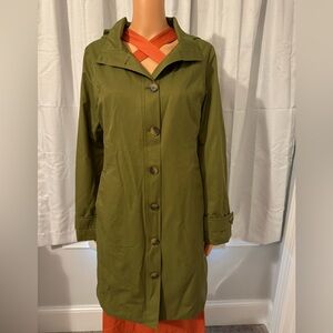 Beautiful House of Harlow 1960 size M olive green button up hooded trench coat